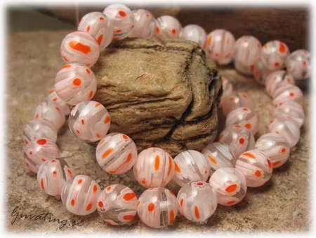 Millefiori med basfärg clear rund ca 8 mm