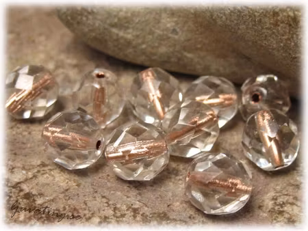 Crystal copperlined facetterad 10-pack ca 8 mm