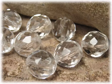 Crystal clear firepolished facetterad ca 10 mm