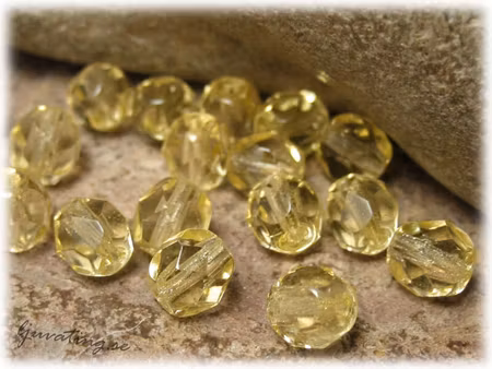 Ljus gul firepolished facetterad 20-pack ca 6 mm