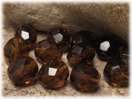 Brun firepolished facetterad 10-pack ca 8 mm