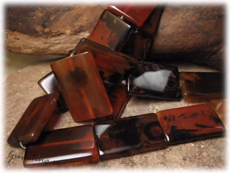 Ljus brun melerad agate rektangel ca 32x24 mm