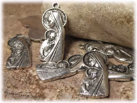 Storpack berlock madonna i metall 20-pack ca 24x10 mm