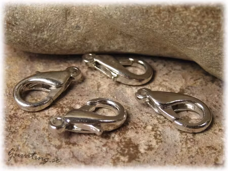 Karbinhake klolås platinafärgad metall 4-pack ca 16x8 mm