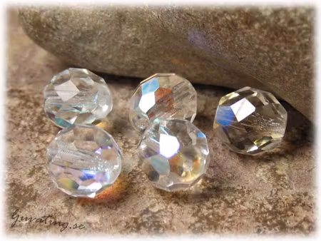 Firepolished facetterad crystal AB lyster ca 10 mm