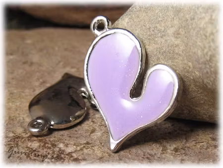 Berlock/Hänge lilarosa hjärta ca 26x22 mm