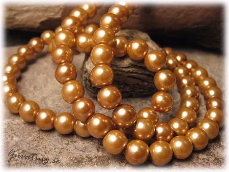 Pärlor i glas rund guldton lackad 20-pack ca 8 mm