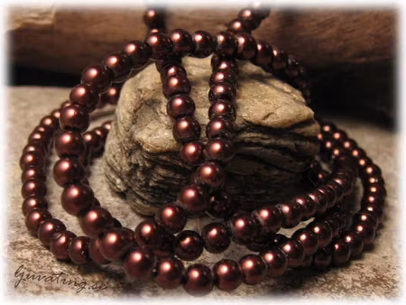 Lackad mörk brun rund glaspärla 40-pack ca 4 mm