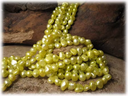 Lime gula sötvattenpärlor ca 6-7 mm