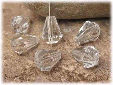 Facettslipad clear crystal droppe ca 9x7 mm