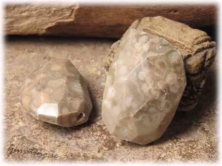 Jaspis fläckig facetterad sten ca 33x25 mm