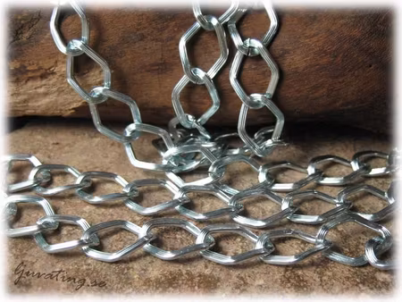 1/2 meter ljus isblå kedja i aluminium ca 18x13 mm