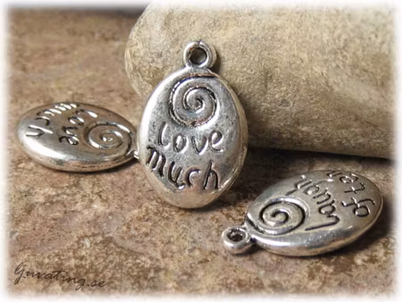 Berlock love much/laugh often i metall ca 20x13 mm