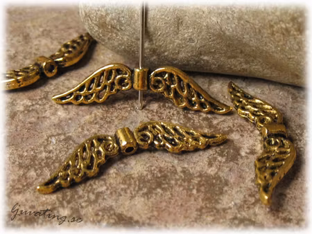 Vinge med galler antik guld ca 32x8 mm