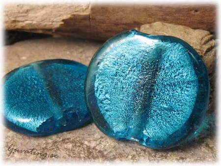 Coin turkos silverfoil stor pärla ca 38x34 mm