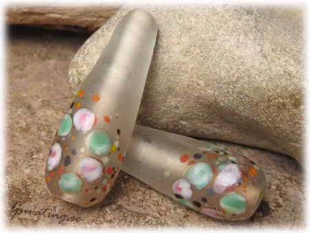 Matt frostad clear stor droppe m blommor ca34x12