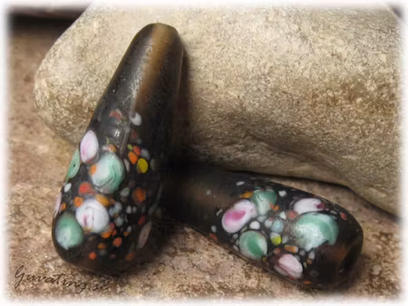 Matt black diamond stor droppe blommor ca34x12mm