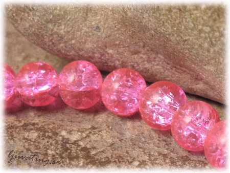Krackelerad cerise rund glaspärla 20-pack ca 8 mm