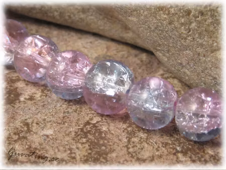 Krackelerad rosa/blå glaspärla 20-pack ca 8mm