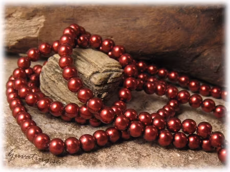 Pärlor i glas rund koppar röd 30-pack ca 6 mm