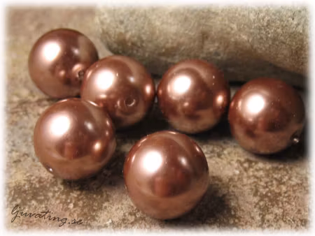 Pärlor i glas mörk rosabrun 6-pack ca 12 mm