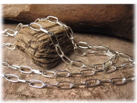 Kedja silverfärgad avlånga öglor ca 10x4,5 mm