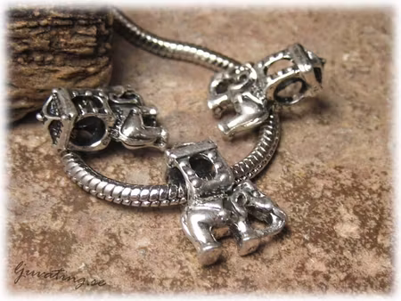 Ormlänkspärla i metall elefant ca 14x19 mm