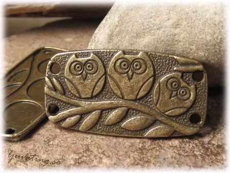 Connector 2-håls motiv ugglor ca 38x20 mm