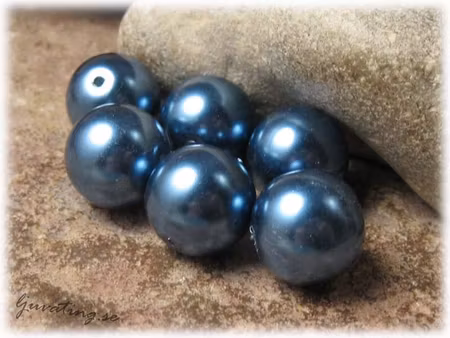 Pärlor i glas mörkblå 6-pack ca 14 mm