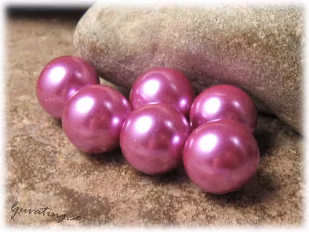 Pärlor i glas cerise 6-pack ca 14 mm