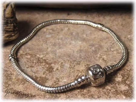 Ormlänk armband platinafärgat lås LOVE ca 19 cm