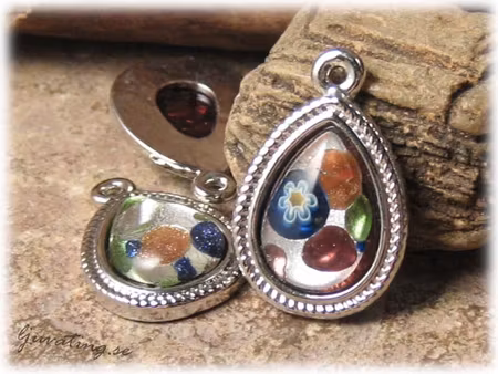 Hänge silverfoil multifäckig basfärg plum 28x19mm