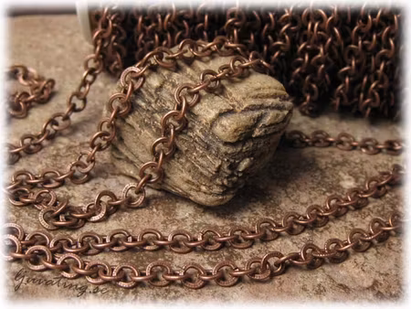 Kedja kopparfärgade flata ringar ca 4,5 mm