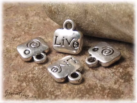 Berlock rektangel i tibetsilver med text ca12x10mm