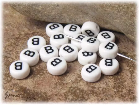 Bokstavspärla B i acryl  20-pack ca 7 mm