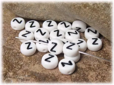 Bokstavspärla Z i acryl  20-pack ca 7 mm