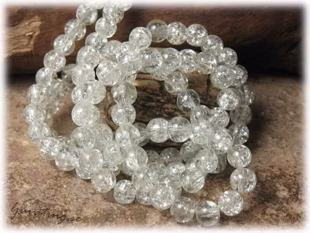 1 sträng krackelerad clear glaspärla ca 6 mm