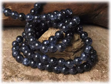 Krackelerad blåsvart glaspärla 30-pack ca 6 mm