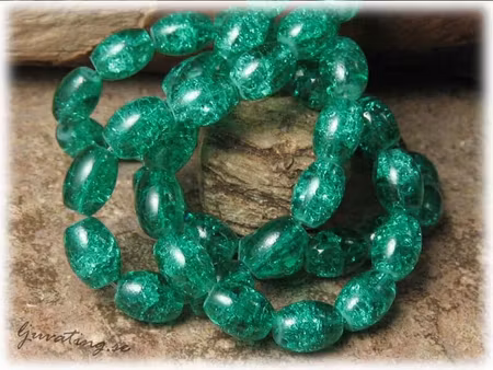 Krackelerad petrol oval glaspärla 20-pack ca11x8mm