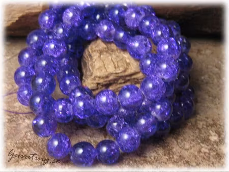 Krackelerad lila rund glaspärla 20-pack ca 8 mm