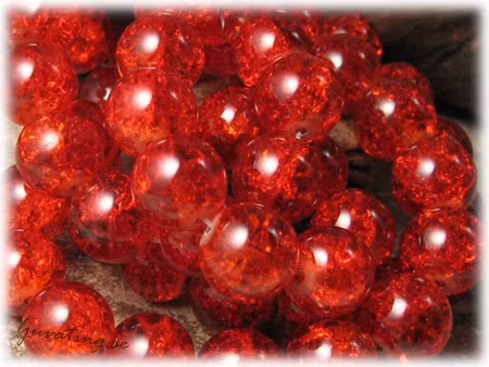 Krackelerad röd rund glaspärla 10-pack ca 12 mm