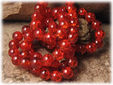 Krackelerad röd rund glaspärla 20-pack ca 8 mm