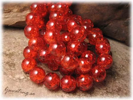 Krackelerad röd glaspärla 20-pack ca 10 mm