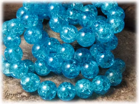 Krackelerad turkos glaspärla 20-pack ca 10 mm