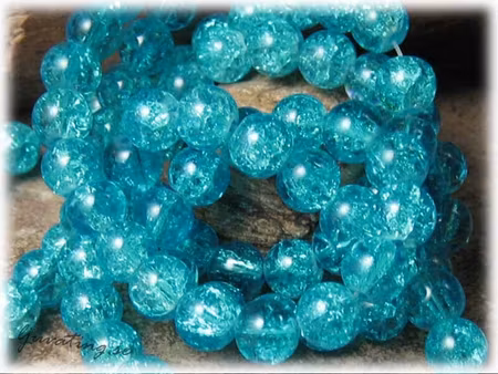 Krackelerad turkos rund glaspärla 20-pack ca 8 mm