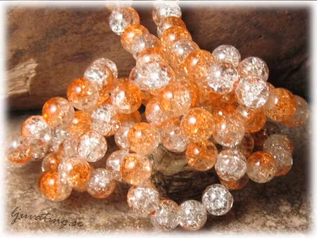 Krackelerad orange/clear glaspärla 20-pack ca 8 mm