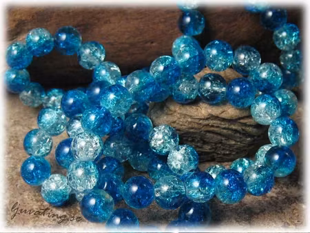 Krackelerad blå/clear glaspärla 20-pack ca 8mm