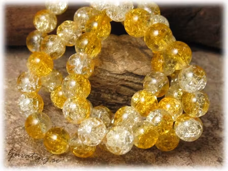 Krackelerad ljusgul/clear glaspärla 20-pack ca 8mm