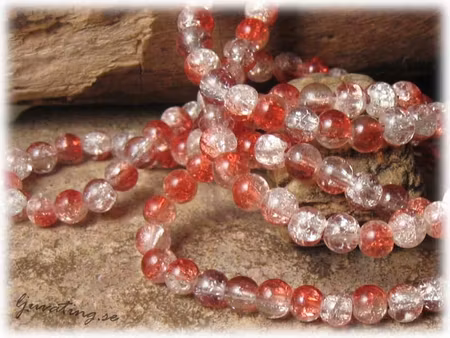 Krackelerad rost/clear glaspärla 30-pack ca 6 mm