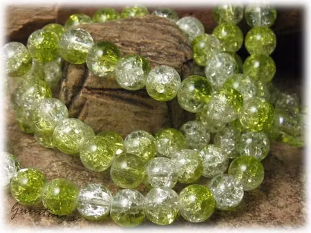 Krackelerad grön/clear glaspärla 20-pack ca 8mm